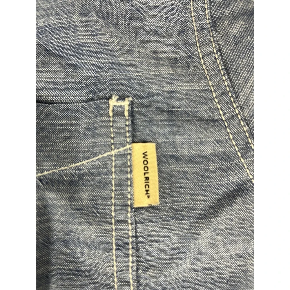 WOOLRICH Men's Blue Chambray Short Sleeve Button Up Shirt XXL‎